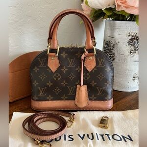 Louis Vuitton Monogram Canvas Alma BB Bag w/ Crossbody Strap